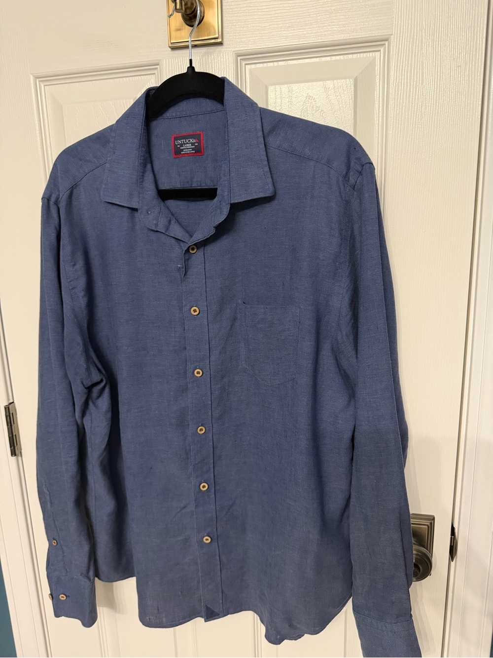 UNTUCKit Men's Casual Long-Sleeve Button-Down Shirt - Navy Blue